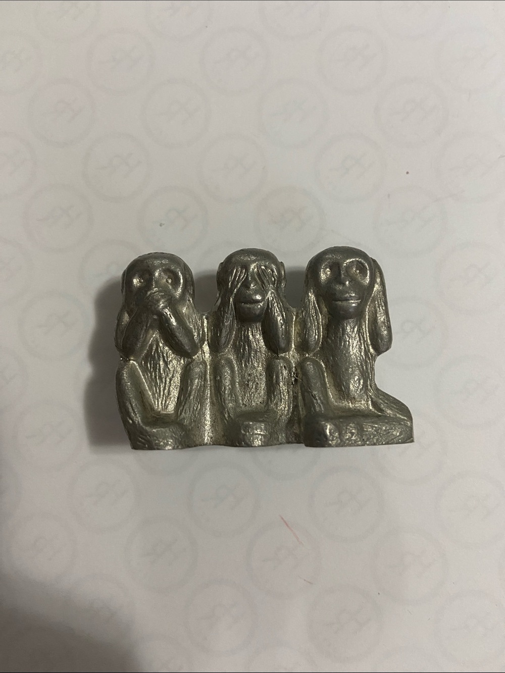 Vintage Selangor Pewter 3 Monkeys Hear No Evil See No Evil Speak No Evil 1 1/4"